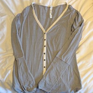 Striped V-Neck Button-Up Lulu Lemon